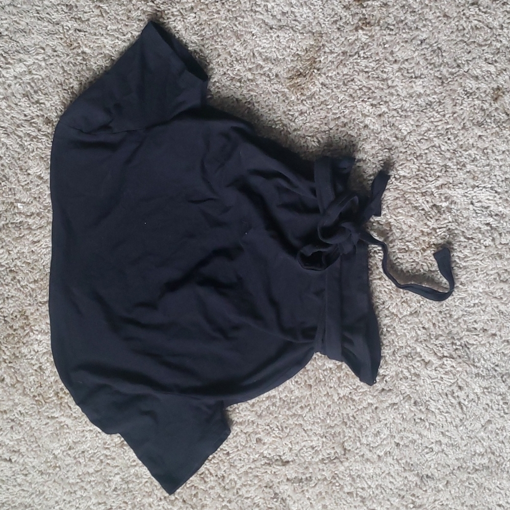 NWT Brandy Melville Black Rae Short Sleeve Wrap Crop Top - Picture 8 of 8